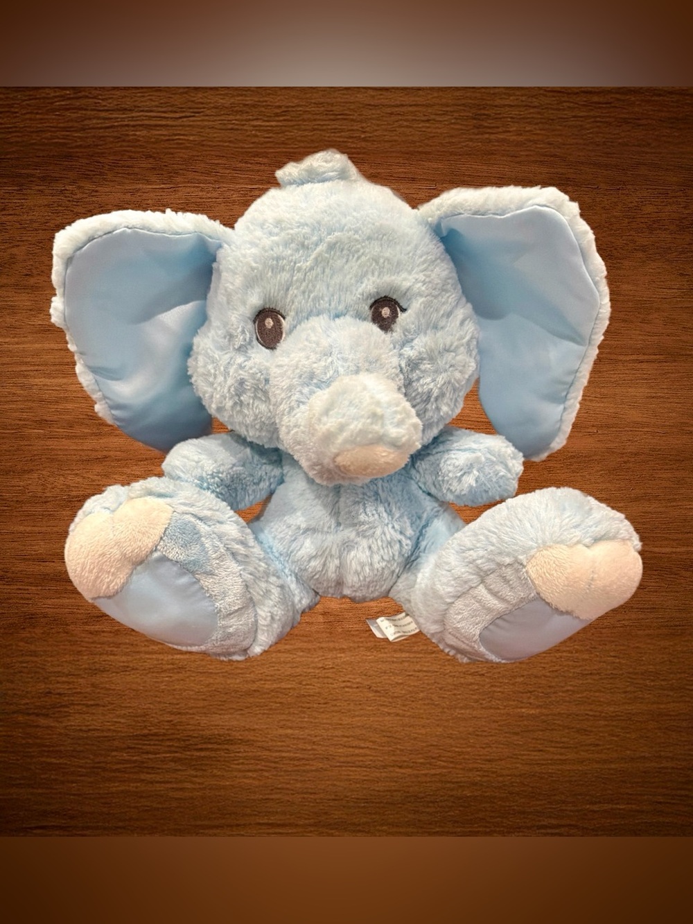 AURORA BABY BLUE ELEPHANT PLUSH TADDLE TOES SATIN STUFFED ANIMAL 10”